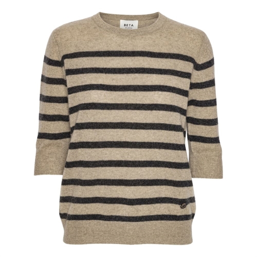 BETA STUDIOS BIANCA STRIPED LADY SLEEVE OAK BROWN/ANTHRACITE GREY